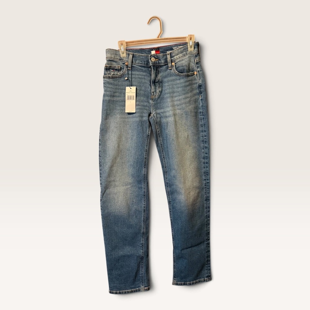 Tommy Jeans Womens Size 2 Blue Classic Straight Leg Mid Rise Denim NWT
